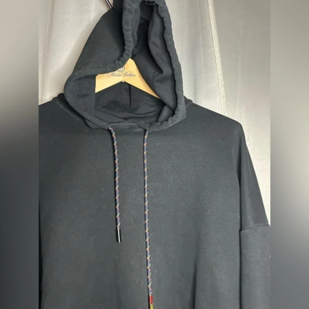 Zyia Active Ombre Black Cropped Drawstring Hoodie Sweatshirt Size Large - Picture 4 of 7